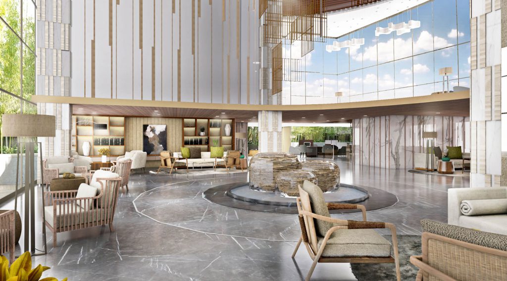 Bamboo inspired interior lobby design