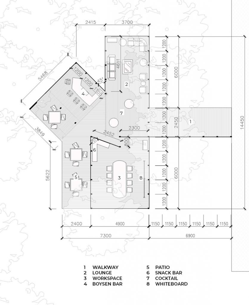 Floor plan for the WTA x Boysen Anthology Pavilion