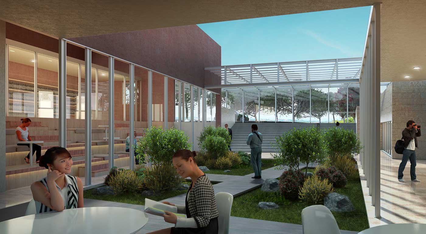 Courtyard garden creates a link between spaces in the development
