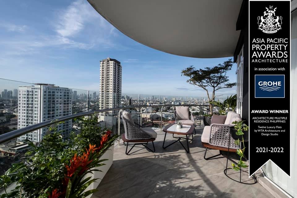 Twelve Luxury Flats Balcony with the the Asia Pacific Property award tag