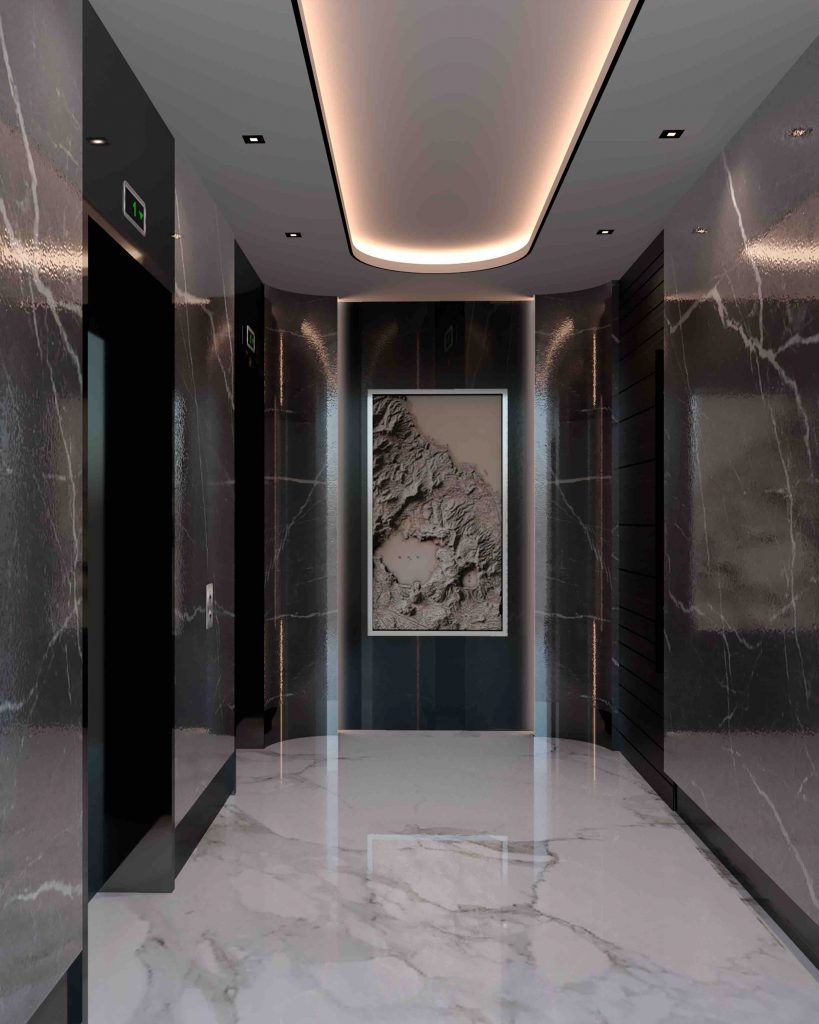The elevator lobby at Silhouette