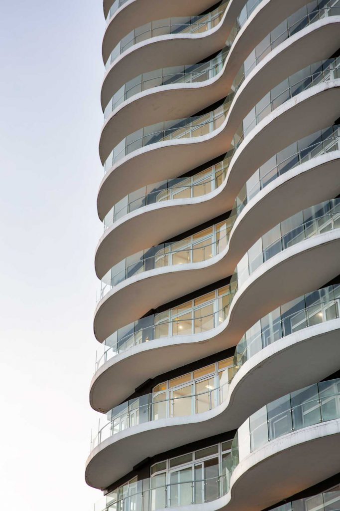 Look up: Twelve Luxury Flats featuring curved balconies