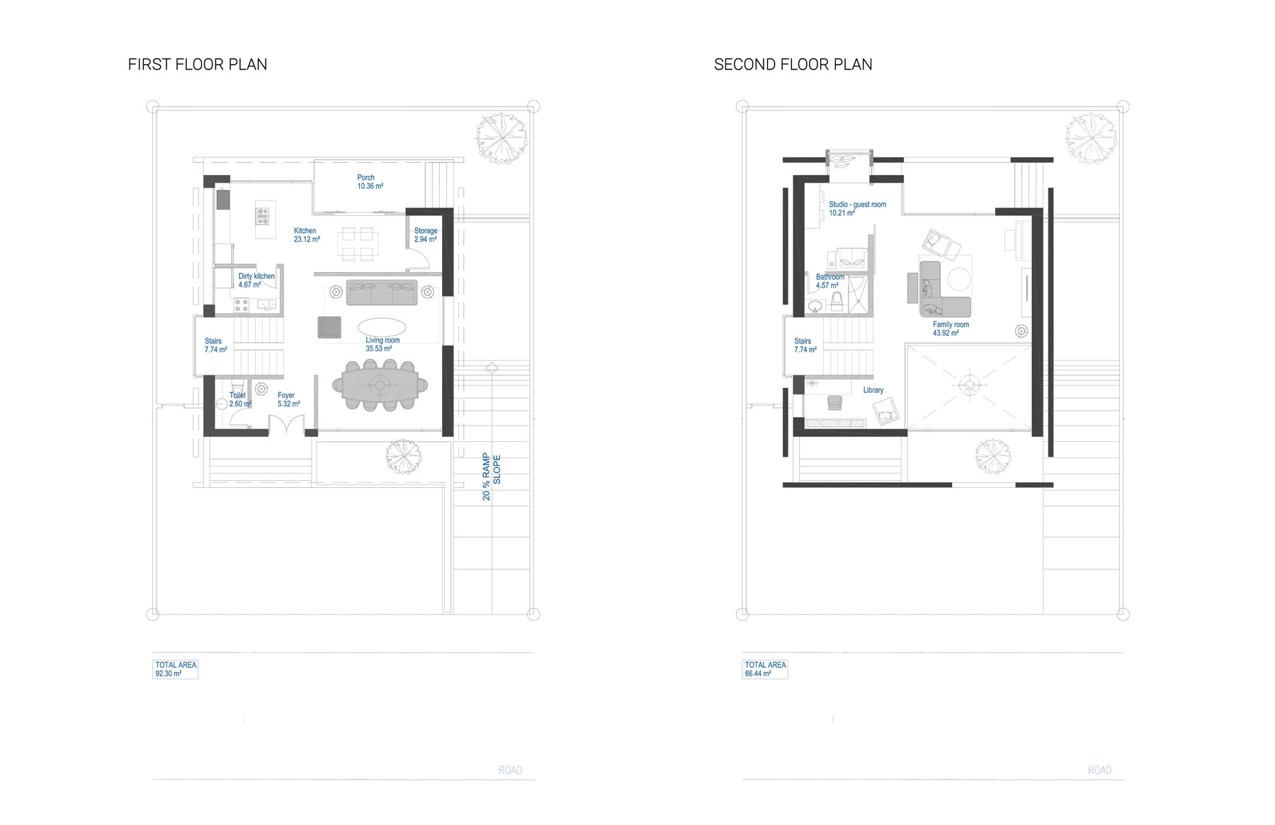 Floor Plans of the 4-Walls Residence that features a modern and minimalist style of architecture for a small family in Alabang, Manila Philippines. The house design initially takes the proportions of a cube.