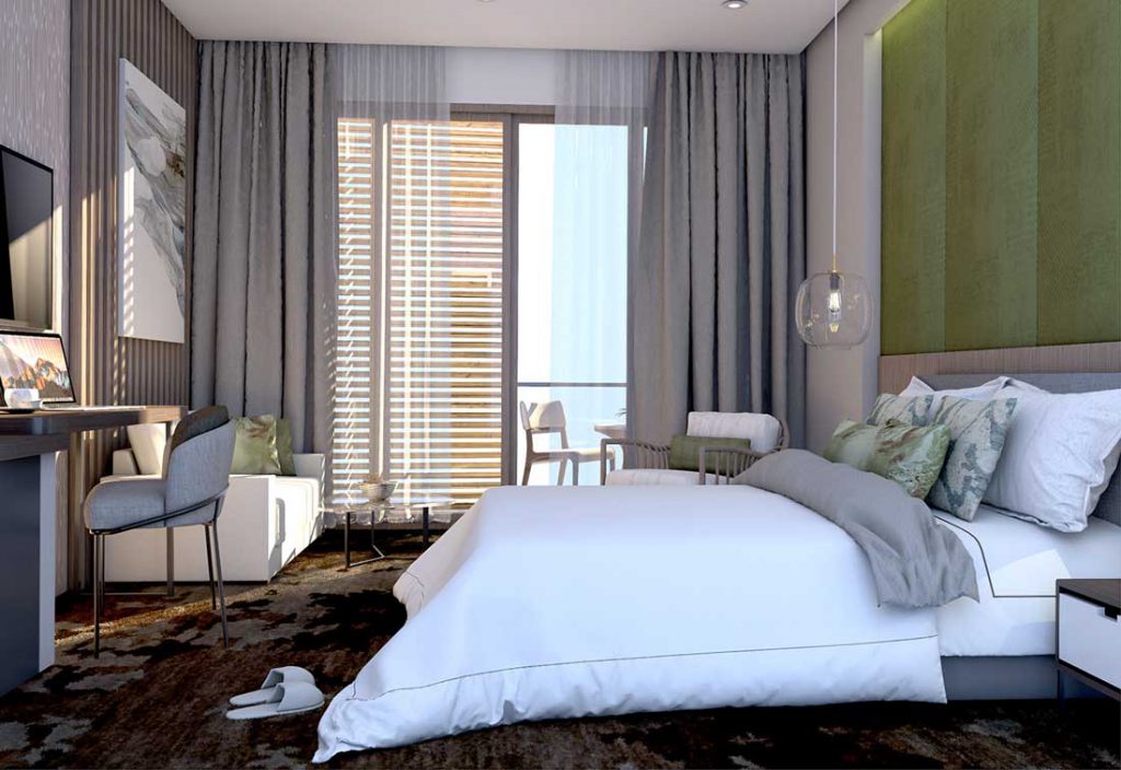The hotel suite room design at the proposed Hiribaco Hotel at Manila