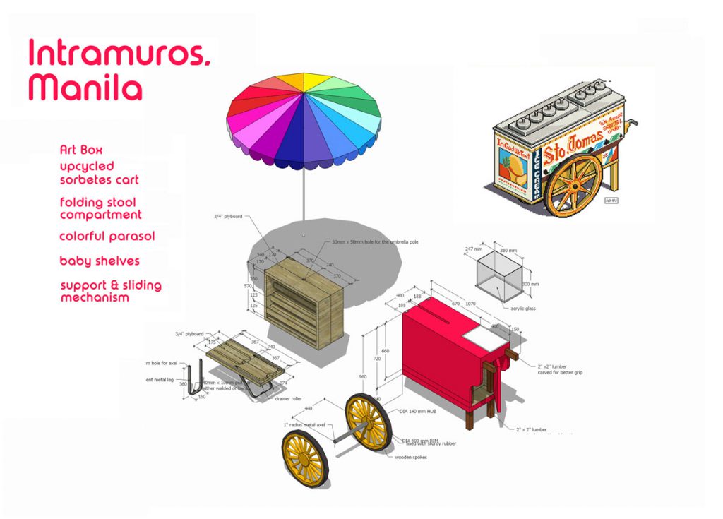 Mobile library inspired by the Serbetes cart for Intramuros, Manila